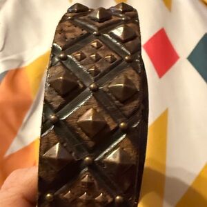 Justin Bronze Studded Brown Leather Belt